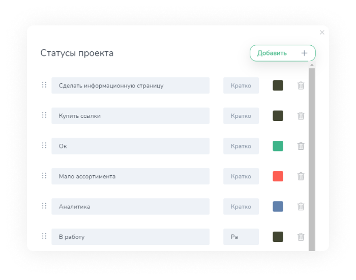 Статусы проекта